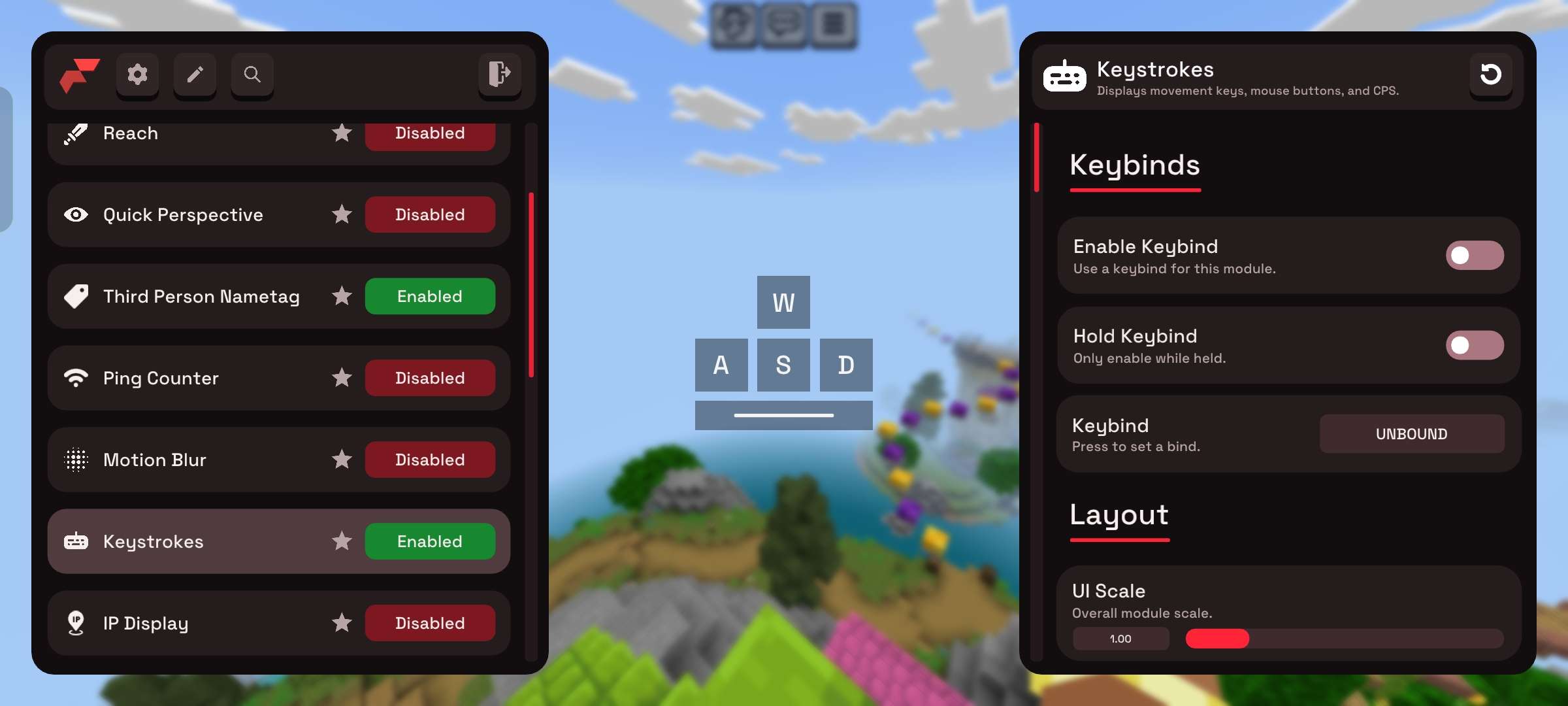 Keystrokes layout