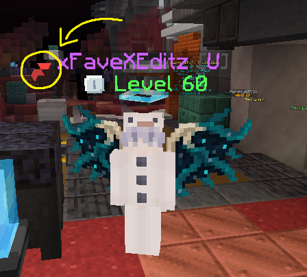 A Flarial logo shown beside a player's Minecraft nametag.